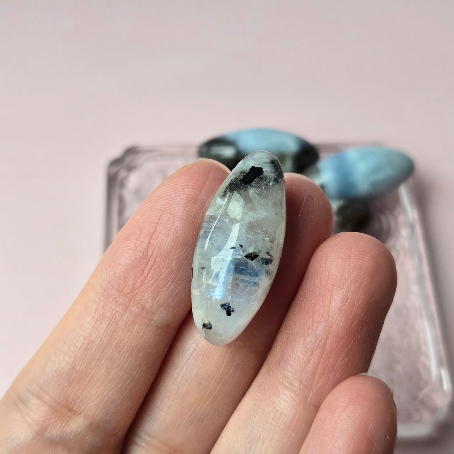 Mini Rainbow Moonstone Shiva Lingam