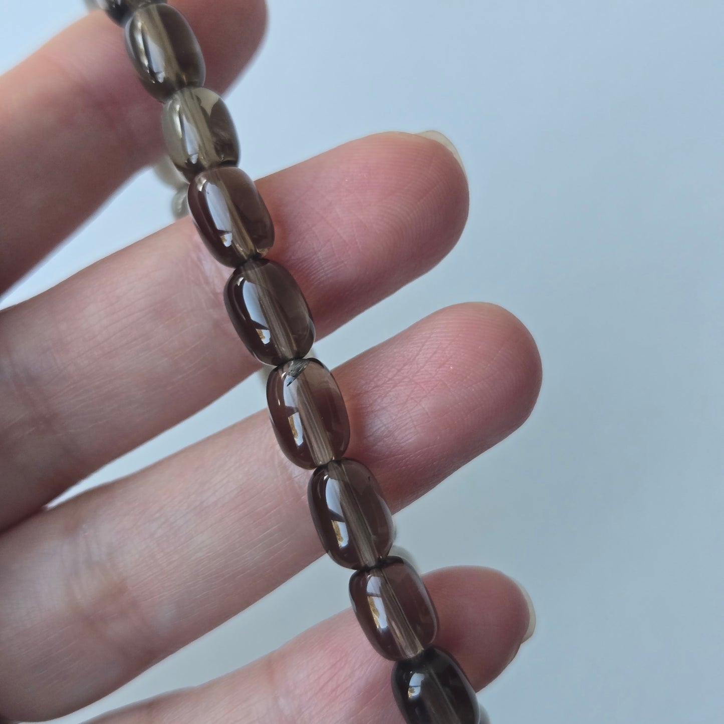 Smoky Quartz Barrel Beaded Bracelet