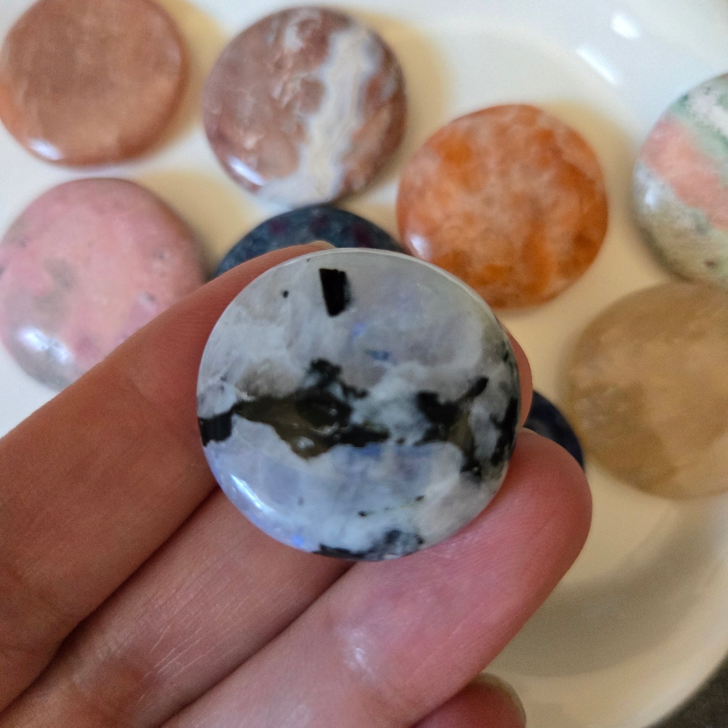 Rainbow Moonstone Mini Flat Stone