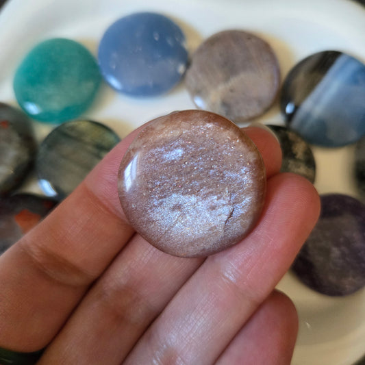 Rose Gold Moonstone Sunstone Mini Flat Stone