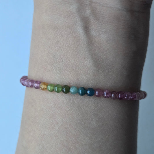 Vibrant Multi-Coloured Tourmaline Beaded Bracelet
