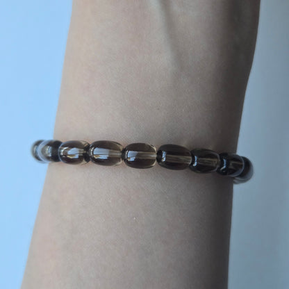 Smoky Quartz Barrel Beaded Bracelet