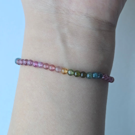 Deep Multi-Coloured Tourmaline Beaded Bracelets