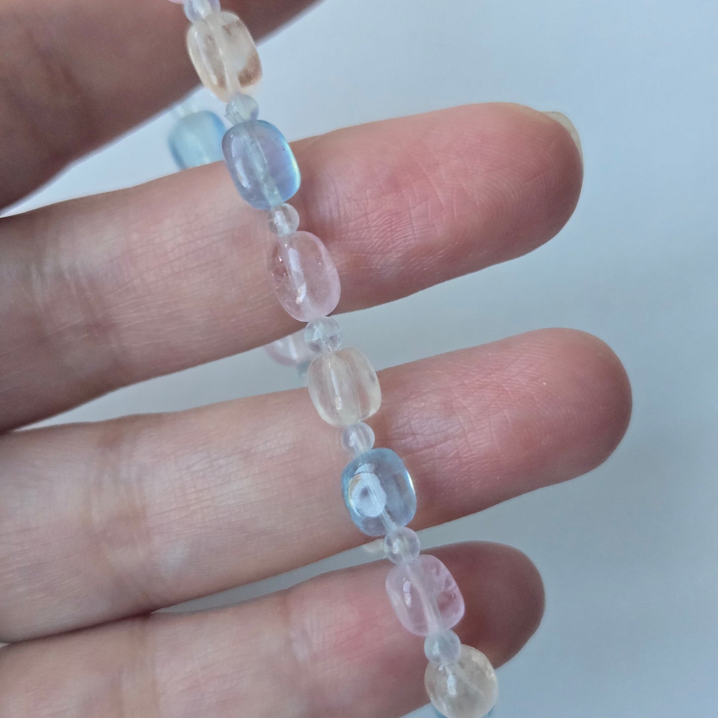 Morganite Freeform Beaded Bracelet