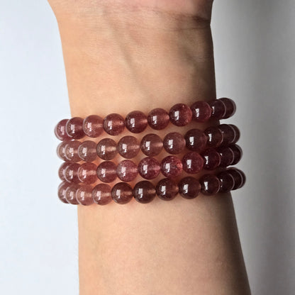 Strawberry Quartz 8mm Beaded Bracelet