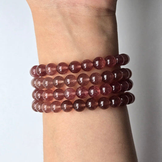 Strawberry Quartz 8mm Beaded Bracelet