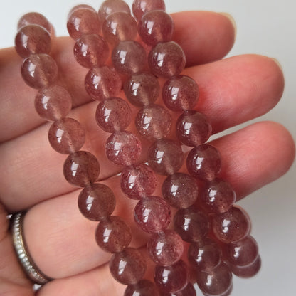 Strawberry Quartz 8mm Beaded Bracelet