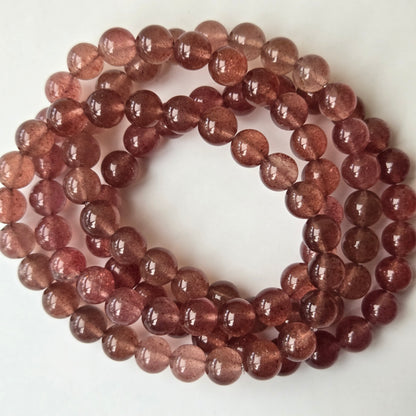 Strawberry Quartz 8mm Beaded Bracelet