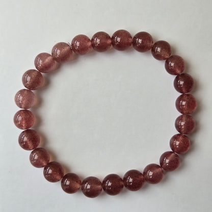 Strawberry Quartz 8mm Beaded Bracelet