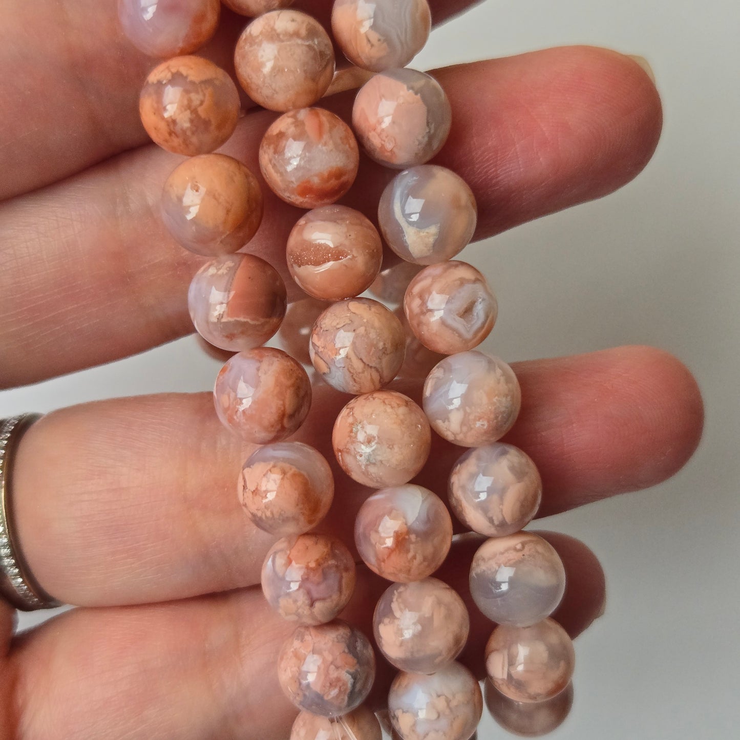 Pink Agate 8mm Beaded Bracelet