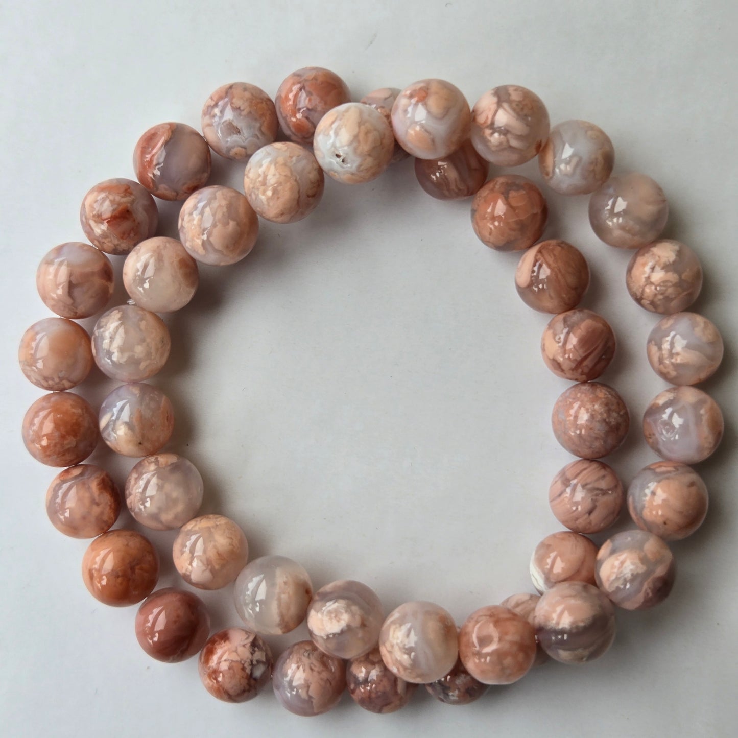 Pink Agate 8mm Beaded Bracelet