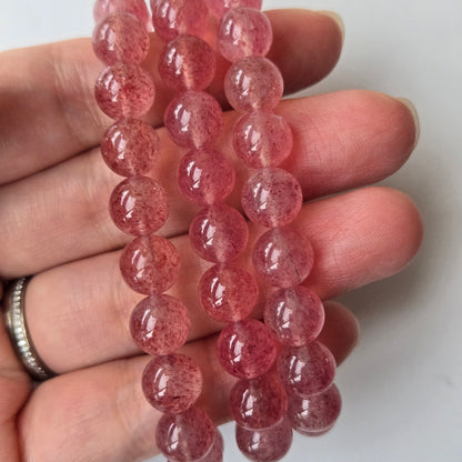 Strawberry Quartz 9mm Beaded Bracelet