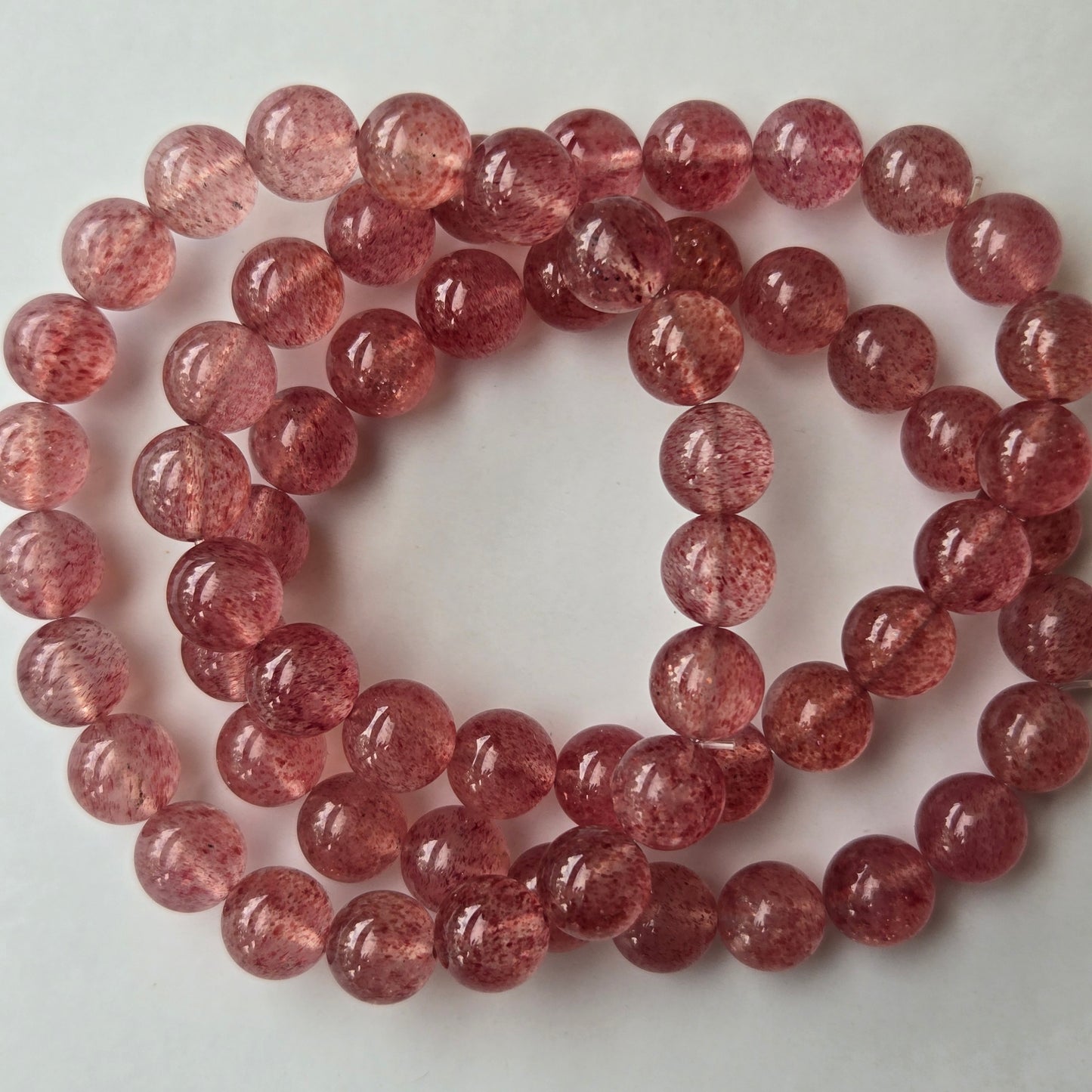 Strawberry Quartz 9mm Beaded Bracelet