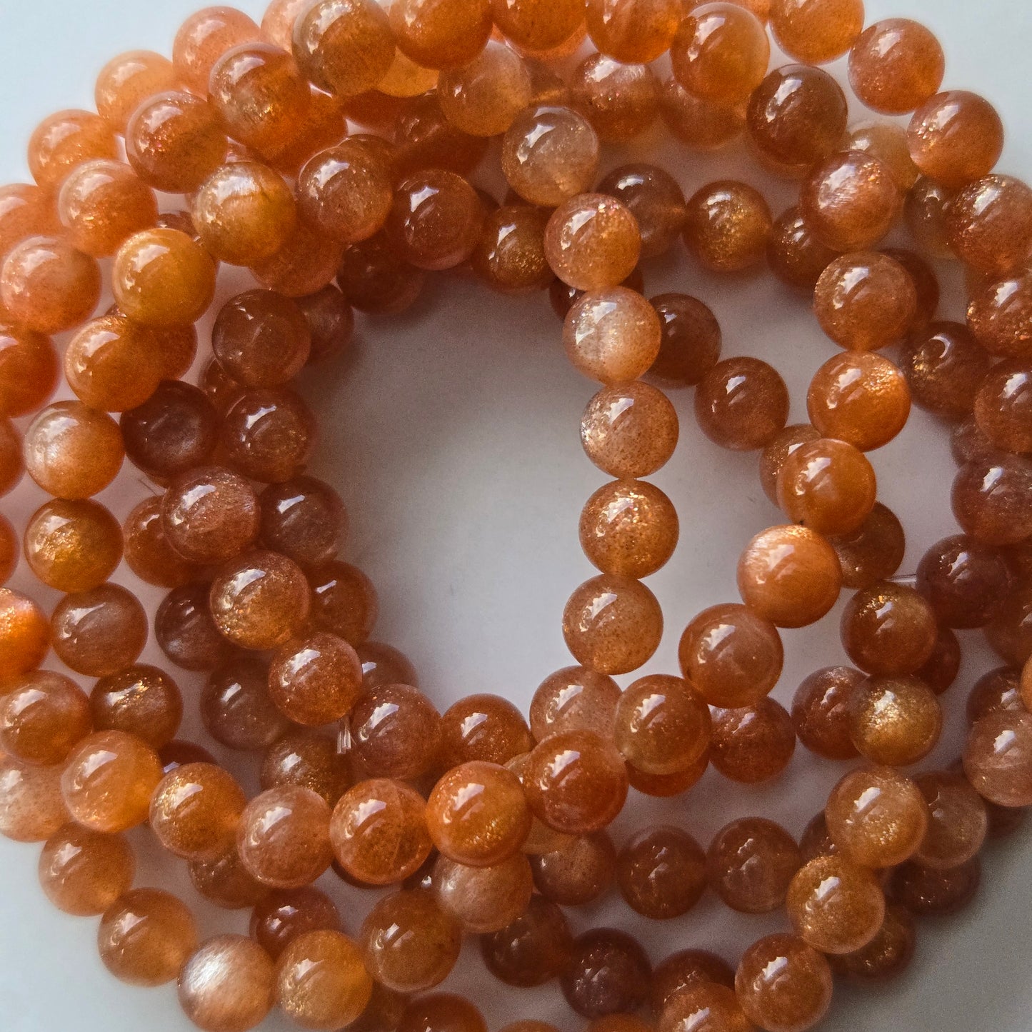 Peach Sunstone 6mm Beaded Bracelet