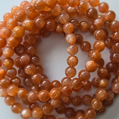 Peach Sunstone 6mm Beaded Bracelet