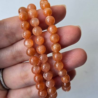 Peach Sunstone 6mm Beaded Bracelet
