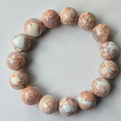Pink Agate 14mm Beaded Bracelet