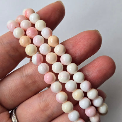 Pink Conch Shell 6.5mm Beaded Bracelet