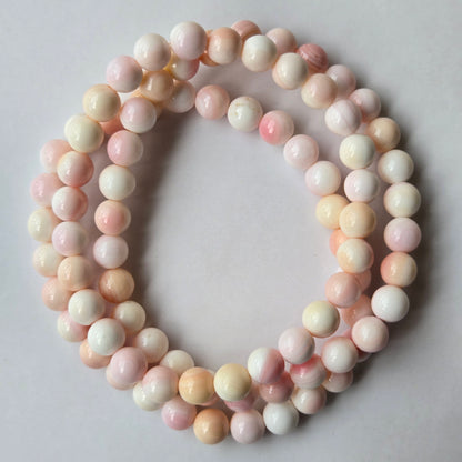 Pink Conch Shell 6.5mm Beaded Bracelet