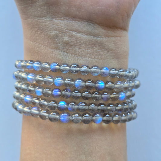 Blue Flash Labradorite 5mm Beaded Bracelet